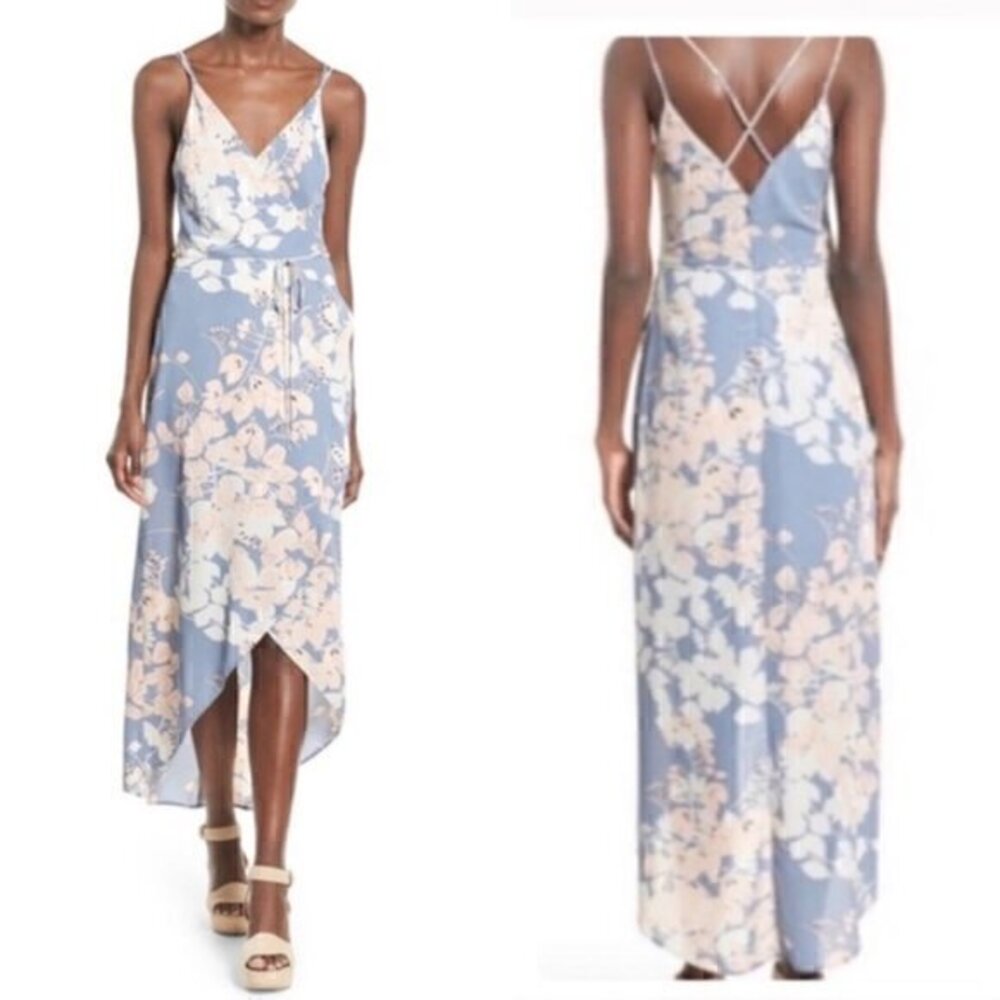 Astr the Label Floral Faux Wrap High Low Midi Dress Size S